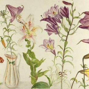 Elizabeth Blackadder, Still Life with Flowers and Leaves, watercolour, W:77cm H:58cm