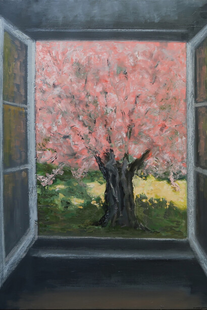 "Fenêtre rose” - Oil on canvas  63.75’’ x 51.25’’  (162cm x 130cm)
