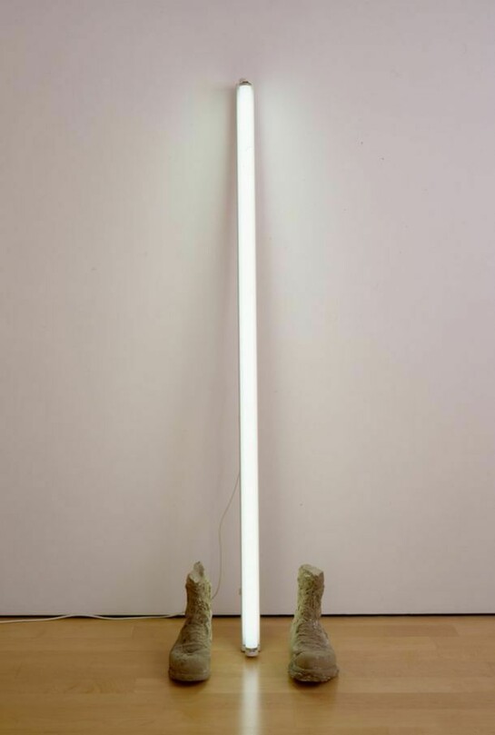 Unknown Soldier, 2003, Concrete boots, neon tube, 183 x 58 x 36 cm, Copyright the artist, courtesy Sadie Coles HQ, London