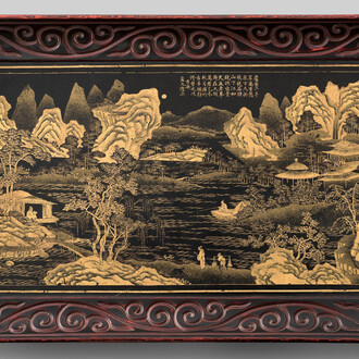 Tablett mit Landschaftsdarstellung, Ming-Dynastie, Wanli-Ära, datiert 1595. Mit freundlicher genehmigung des Museums Rietberg