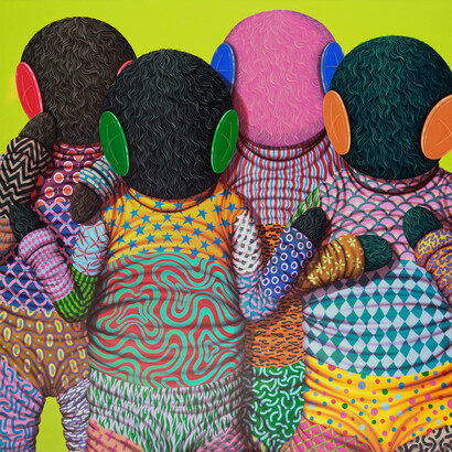 Suanjaya Kencut, Shock, 2023. Acrylic on canvas, 150 x 150 cm. Courtesy of Villazan Madrid