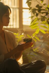 A woman sitting serenely as she disconnects from the bustle of life, representing the need to reclaim your peace in the middle of the hustle