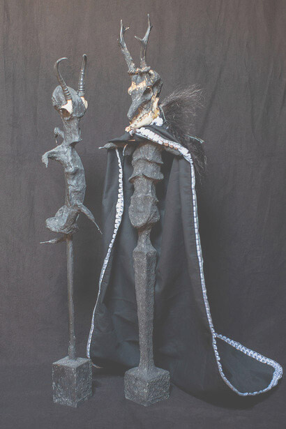 Les Médicis, os, papier mâché, métal, 50 cm, 2020