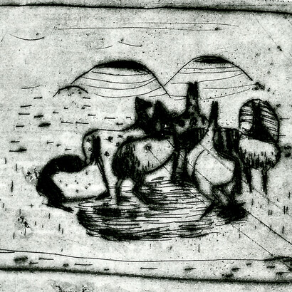 Antonio Zoran Music, Cavallini, dat. 1949. Puntasecca