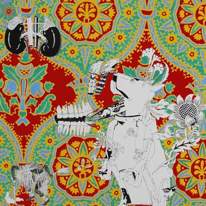 Maurizio Cannavacciuolo. Elegia, 2018, oil and water-based enamel on canvas, 150x150 cm.