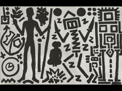 “Welt des Adlers IV (World of the Eagle IV)”, 1981, Acrylic on canvas, 70 3/4 x 110 1/4 inches, 180 x 280 cm. Courtesy Michael Werner Gallery, New York and London