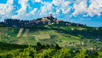 Clouds over the vineyard-covered hills of Oltrepò Pavese, Italy