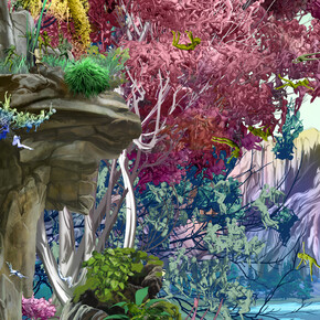 Jessica Lichtenstein, Naiad Water Nymphs (detail), 2024,
C-print on plexiglass with wood frame, 81.5 x 57.5 inches. Courtesy of the artist and Allouche Gallery