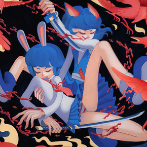 DCG London. Bobby Leash, I'd Rather Die While I'm Human, oil on canvas, 80x60cm. 