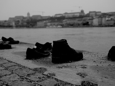 The Shoes on the Danube Bank memorial, known as Cipők a Duna-parton, Budapest, Hungary