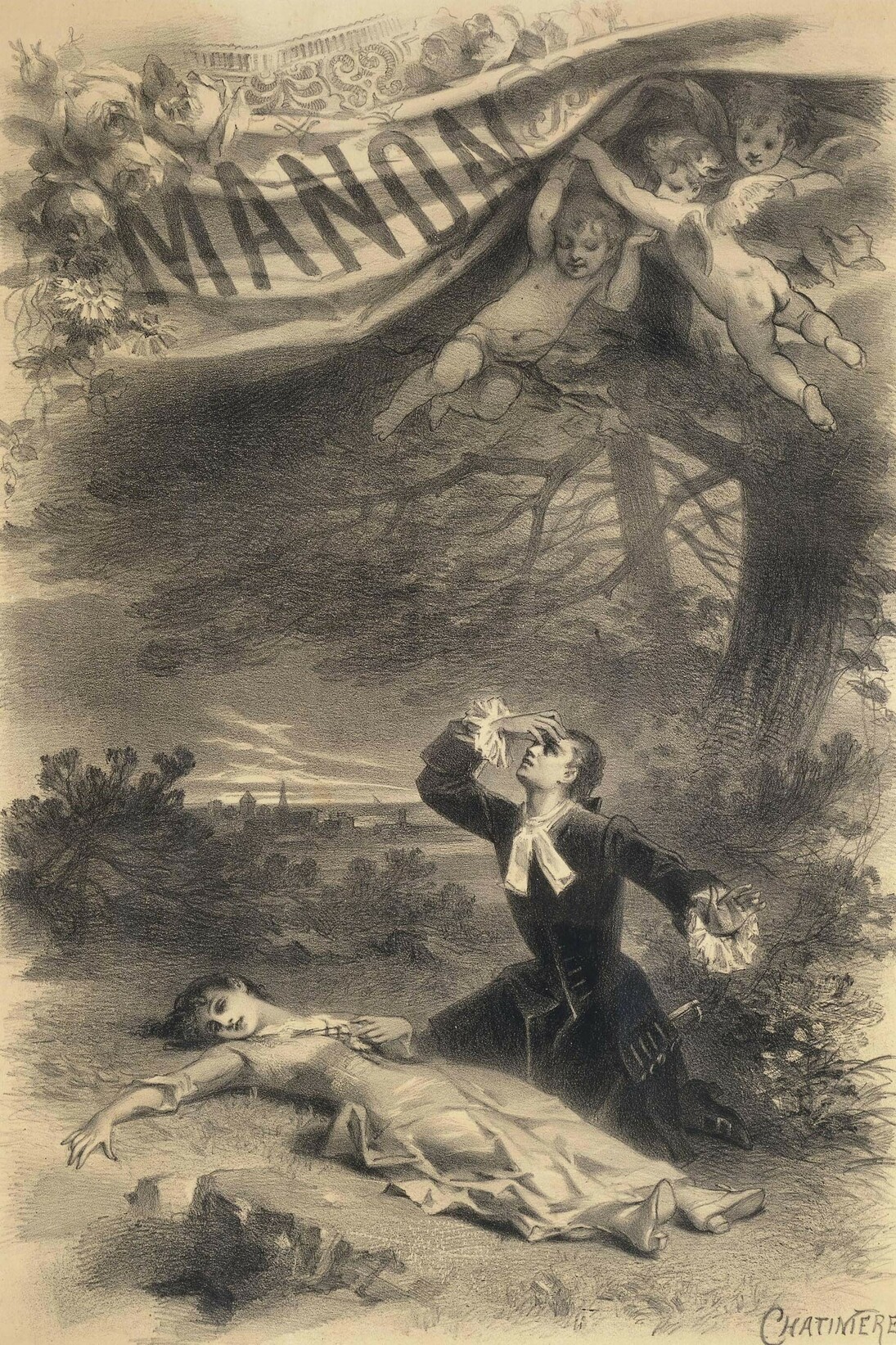 Antonin-Marie Chatinière, Affiche de Manon, 1884, Lithographie, 85 x 58 cm © Bnf