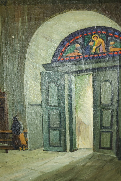 Luisa González Feo; Oración, óleo (detalle)