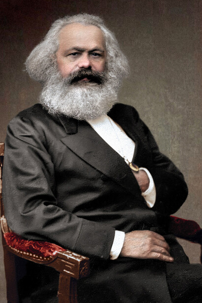 Karl Marx (1818-1883), foto de John Jabez Edwin Mayall, coloreada por Olga Shirnin