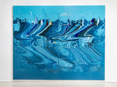 José Yaque - Falla en turquesa I 2022, acrylic on canvas, 310 x 380 cm. Photo: Ela Bialkowska, OKNO Studio