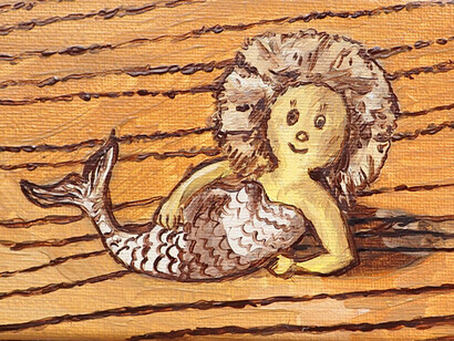 João Francisco, Untitled, Mermaids are not what they used to be - Lorelei, oil on canvas, 10 x 15 cm