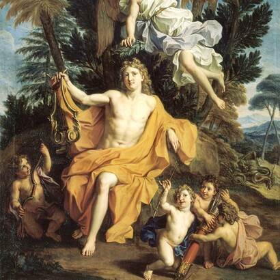 Noël Coypel, Story of Apollo - Apollo Crowned by Victory after Having Slayed Python, 1688