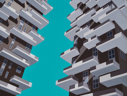 M Petrus, Nyutaun, 2015, olio su tela, 80 x 100 cm