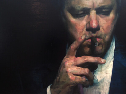 François Bard, Pose heroique, 130 x 220cm, oil on canvas