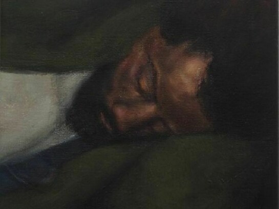 Ilias Papailiakis, The Deep Sleep, 2013, oil on canvas, 22 x 24cm, Photo © Dimitris Tsoublekas