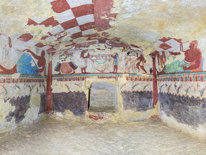 Tomba delle Leonesse, Foto sferica, Tarquinia, 2015, ©Soprintendenza Archeologica del Lazio e dell’Etruria Meridionale, elaborazione di Andrea Garzulino