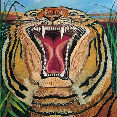 Antonio Ligabue, "Testa di tigre", olio su tela, 1957