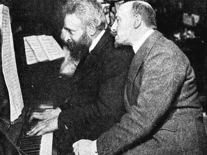 Il compositore Alberto Franchetti con Gabriele D'Annunzio, 1917