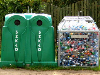 Wast bins to dispose off trash and plastic bottles