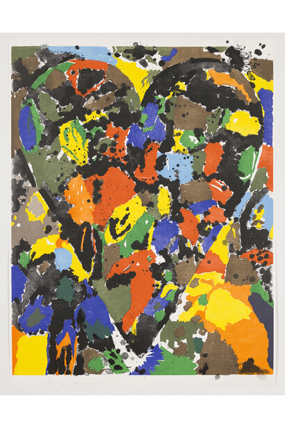 Jim Dine, Remembering Wallace Ting, 2010, Woodcut with lithograph paper, Courtesy of the artist and Alan Cristea Gallery