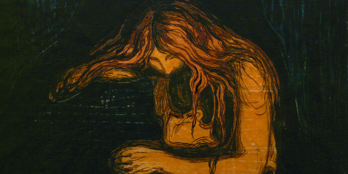 Edvard Munch, Vampyr II (Vampire II), ca. 1895-1902. Courtesy of Modernism Inc.