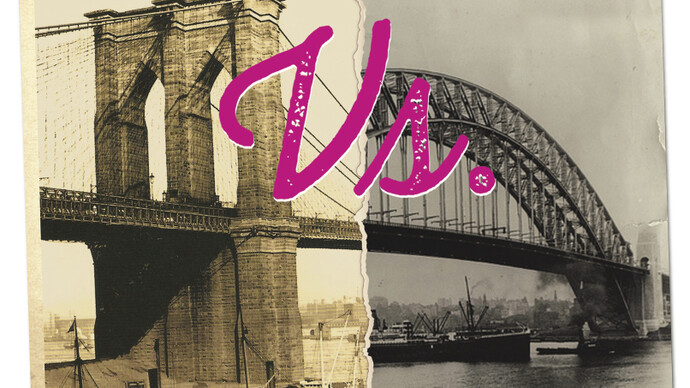 Kieran Madden, Brooklyn Bridge Vs. Sydney Harbour Bridge, 2014, Digital collage