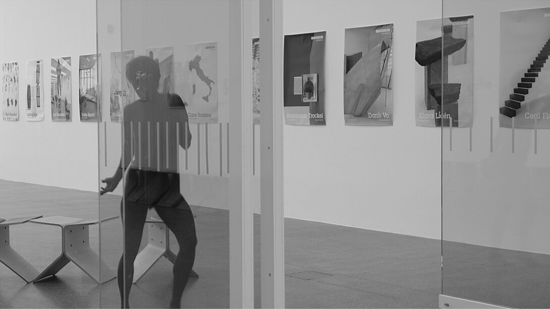 Lili Reynaud-Dewar, Vivre avec ça?! (Museion, Soleil Politique), 2014 (still). Two HD videos, black and white, 10:02 and 10:02 min. Courtesy the artist and Galerie Emanuel Layr, Vienna