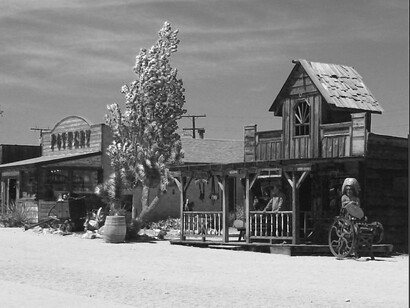 The main street of Pioneertown. California, USA, offers a taste of the Old West, complete with charming and distinctive shops