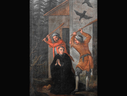 Saint Meinrad is murdered by two robbers. Oil on canvas. Second half of the 17th century. Einsiedeln Abbey, art collection. Photo: Swiss National Museum