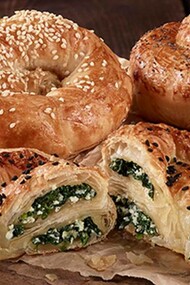 Some of the tasty and affordable vegetarian and vegan options at Simit Sarayi in Amsterdam