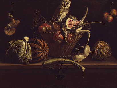 Blas de Ledesma, Fruits and Vegetables, c. 1623–1624, oil on canvas, 97,5 x 136 cm, Gösta Serlachius Fine Arts Foundation. Image: Ville Lenkkeri.
