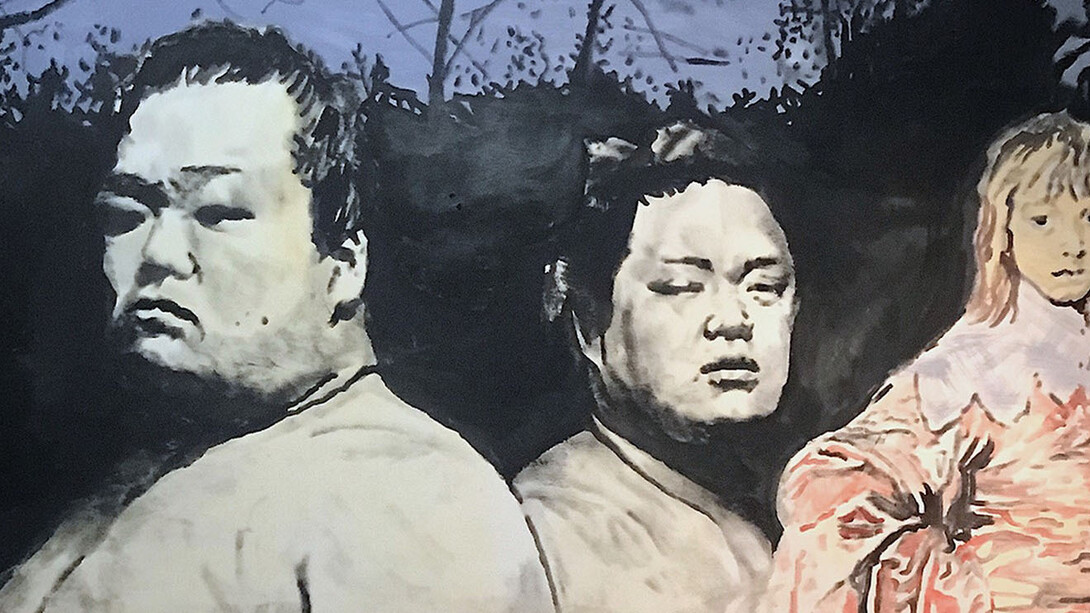 Andrea Saltini, Attualmente senza titolo, 2018, argilla pigmentata di nero, gesso, pigmenti, inchiostri cinesi su tela, cm. 180x220, courtesy ArteSì (Copia)