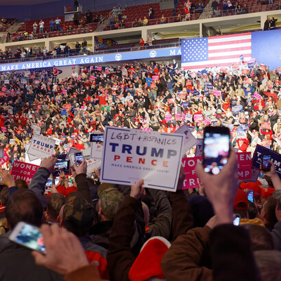 Trump voters showing their approval after he was elected