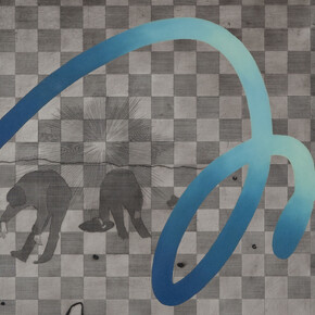 Chris Agnew, Composit-SK, 2015, etching and oil paint on icon panel, 52 x 37 cm, detail