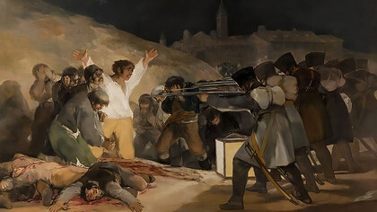 In The Third of May 1808, together with its companion work The Second of May 1808, Goya sought to commemorate Spanish resistance to Napoleon’s armies during the 1808 occupation. Both paintings were produced in 1814, while the print series was still in progress