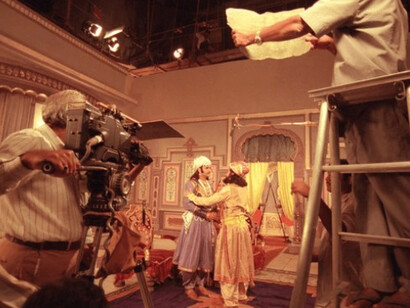 Film shooting in progress at Bollywood studios in downtown Mumbai, India, March 1998
