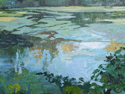 Surface Water, oil on board, 16 x 22 cm. Courtesy of Long & Ryle