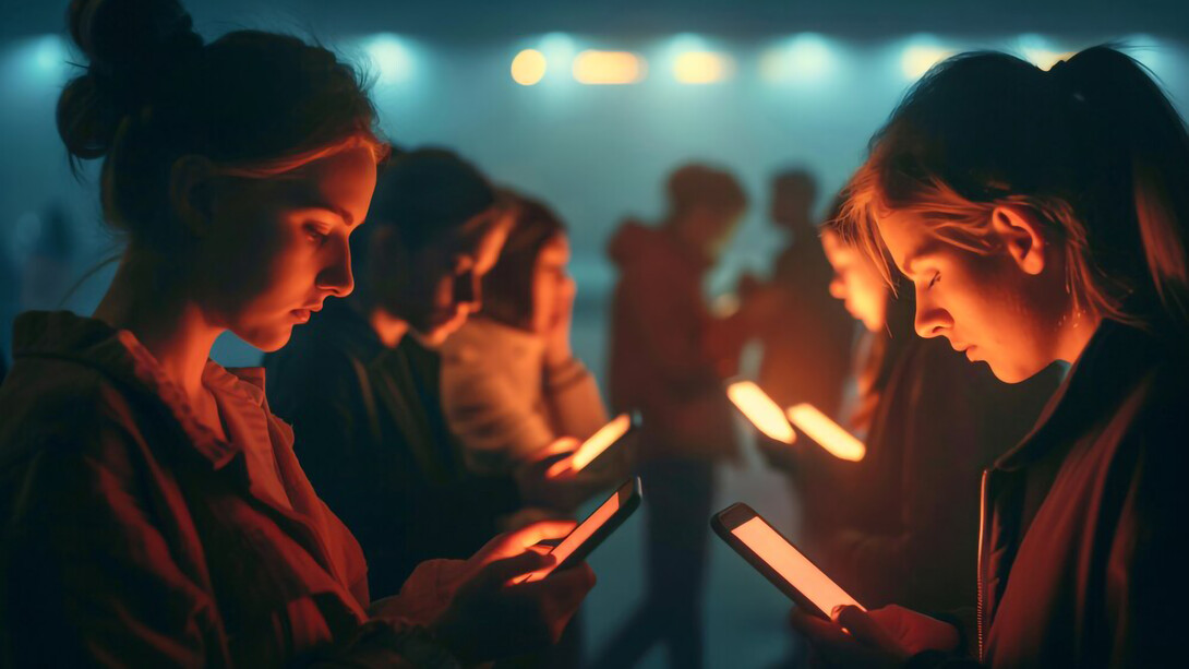 People from diverse backgrounds glued to their smart devices, immersed in endless scrolling—highlighting the modern addiction to constant connectivity