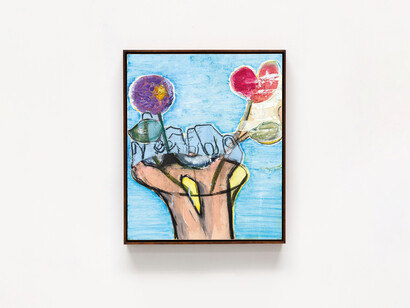 Magnus Plessen, Arrangement de fleurs (bleu). Courtesy of Galerie Lelong 