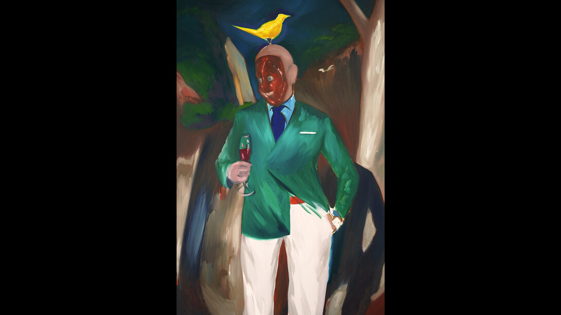 Kenrick McFarlane, Portrait Study of a High Value Male, 2023, signed and dated verso, oil on canvas, 72x48 inches. Courtesy the artist and M+B Gallery, LA