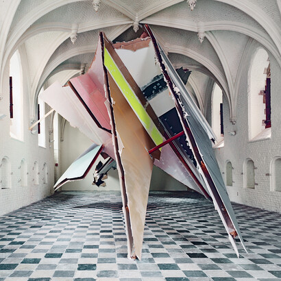 Felix Schramm, Savage Salvage, 2008, plasterboard, wood, metal, colours