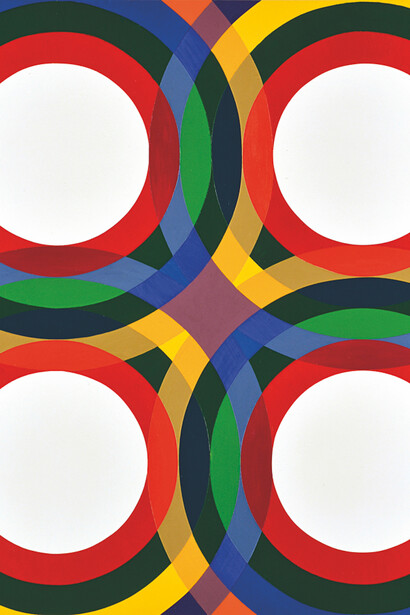 Paolo Minoli, Programma 5 fase 6 AR, Compenetrazioni rotatorie e loro risultanze, 1972. Acrilico su tela, 160 x 160 cm