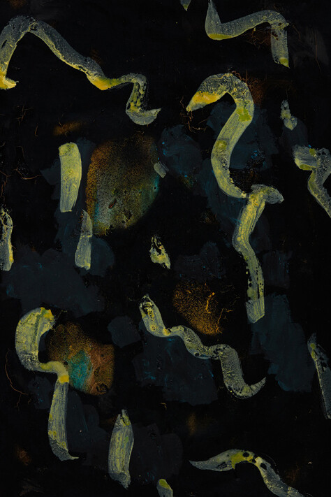 Clément Rodzielski, Untitled, 2015, Acrylic, smuggled tobacco, spray paint on paper, 42 x 29.5 cm / 16.5 x 11.6 inches
