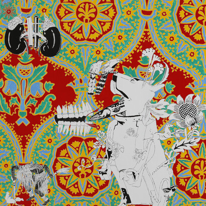 Maurizio Cannavacciuolo, Elegia, 2018, olio e smalto ad acqua su tela, 150 x 150 cm