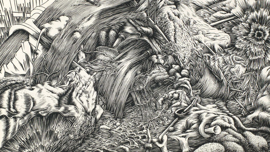 Markus Raetz
Zwei Pole
1994-2014
Bulino
148 x 197 mm
Kunstmuseum Bern, Hermann und Margrit
Rupf Stiftung
© 2016 Markus Raetz, Prolitteris, Zürich 
