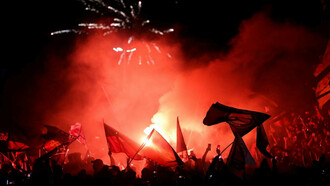 Celebración en Santiago de Chile tras el resultado del plebiscito